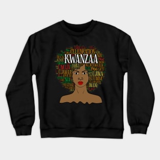 Kwanzaa Afro Word Art Crewneck Sweatshirt